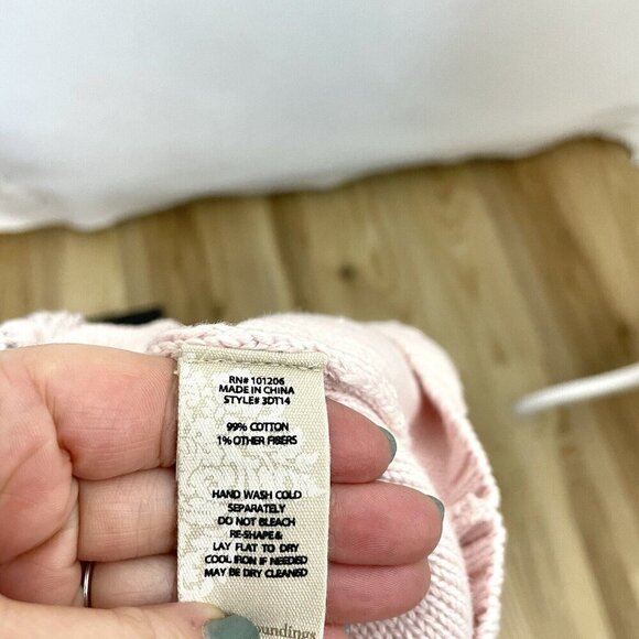 Soft Surroundings Cable Knit Metallic Detail Sweater Baby Pink size Petite Large - Picture 8 of 8